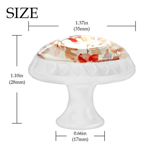 Four Pack Kitchen Cabinet Knobs With Screws For Cabinets And Dressers 35mm Summer Red Beige Flower Leaf Abstract Art Pattern