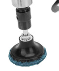 Close-up view of Badass Heavy Duty Pneumatic Die Grinder Right Angle Air Tool, featuring a blue abrasive pad for grinding.