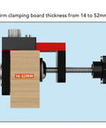 Side view of Three In One Dowel Jig Kit Pocket Hole Jig With Adjustable Woodworking Drill Locator clamping board 14-52mm.