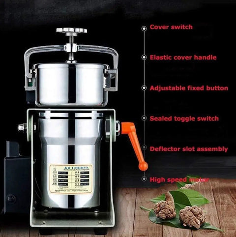 All In One Grain Mill And Grinder For Beans Nuts Spices Herbs Pepper Seeds And Cereal Wheat Coffee Grinder And Powder Maker displayed