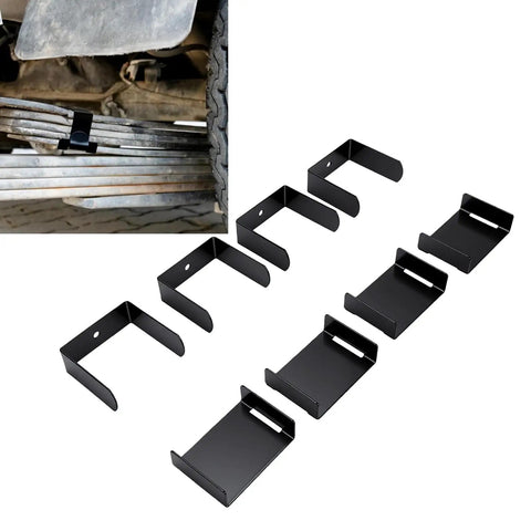 Heavy Duty 5 Inch Wide Leaf Spring Clamp Kit Stainless Steel For Truck Trailer Axle Repair Holds Torsion Bend And Fix Vehicle Control Upgrades For Serious Hauling Needs, leaf spring clamp set installed on truck suspension