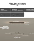 Dope Three Color Dimmable LED Pendant Light With Remote 45W Modern Chandelier dimensions and materials shown