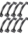 8 Piece Black Barn Door Handles For Wooden Fences And Cabinets, Vintage Gate Handles For Kitchen Cupboards, Furniture Drawers, And Cabinet Hardware, 6 Inch Durable Pull Handles For Modern Rustic Home Decor