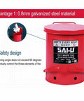 Heavy Duty Galvanized Steel Oily Waste Can Built Tough As Nails For Shop Use With Hands Free Kick Lever And Rust Proof Finish