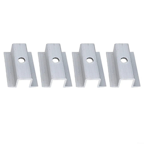 Solid Solar Middle Clamp For PV Panel Frame Height 25 To 50 Mm Aluminum Alloy Erosion Resistant Mounting Bracket, 4 Pack, Silver Finish