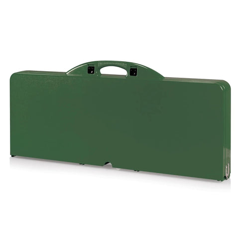 Foldable Picnic Table With Built-In Benches For Four, Outdoor Camping Table With Umbrella Hole, Hunter Green, folded view