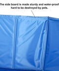 Close-up of blue PVC side board of Portable Whelping Pool for Dogs and Pups, Foldable 47 Inch Birthing Pool, waterproof and durable