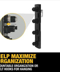 Cordless drill driver accessory with multiple mountable hooks for organization and storage, enhancing usability for projects.