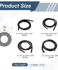 Solid 4 Piece Silicone Vacuum Hose Kit For Coolant And Oil Lines 1/4 To 1/2 Inch By 5 Foot Fits Hot Cars With High Pressure Rating Up To 43 Psi; size chart with 4 hose diameters