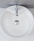 18.3x18.3x6.3 Inch Round White Ceramic Vessel Sink With Faucet And Pop Up Drain, Above Counter Bathroom Basin Top View