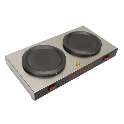 Heavy Duty Dual Plate Coffee Warmer Forged From Commercial Grade Stainless Steel with two heating plates for busy cafes.