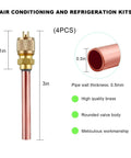Four Pack Service Access Valve For HVAC And Car AC, One Quarter Inch SAE To One Quarter Inch OD, Brass Copper Construction