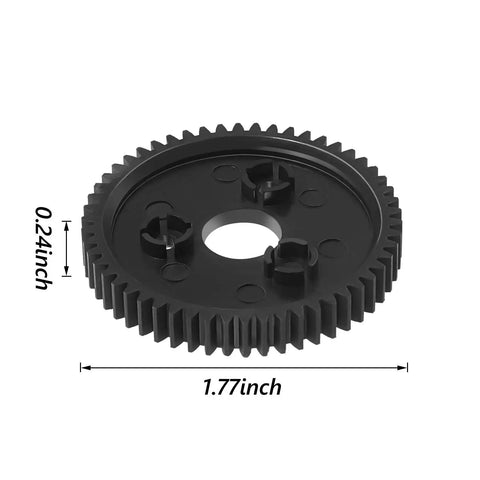 Close-up of a 54T plastic spur gear, part of the Five Pack 54T 0.8 32 Pitch Plastic Spur Gear Set For 4x4 VXL Rally And HPI RC Cars And Boats