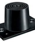 Premium Neoprene Double Deflection Vibration Isolator Floor Mount Bracket showing black rubber mount for motor stabilization.