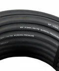 50 Foot 3/8 Inch Rubber Air Hose With 1/4 Inch Male NPT Solid Brass Ends Air Compressor Line 250 Psi coiled display showing pressure ratings