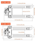 Diagram of Heavy Duty Electric Pallet Jack With Integrated Digital Scale And Removable Lithium Battery dimensions and specifications.