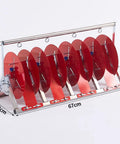 Pro Grade Stainless Steel Wire Spool Dispenser For Tough Cable Management And Rust Resistant Cord Organization With Smooth Swiveling Reel Holder Built Different For Any Crew Setup, showcasing a red spool rack with dimensions.