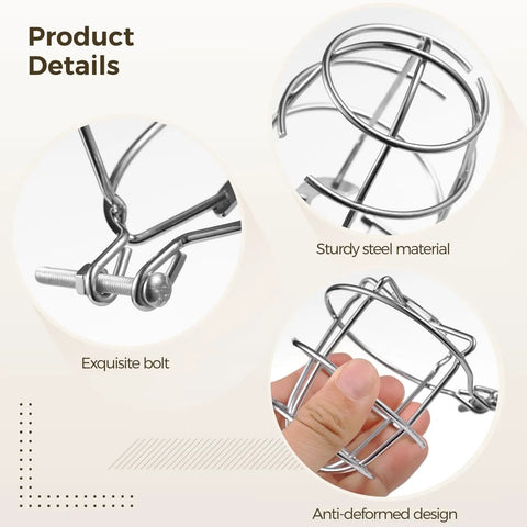 Detailed view of Six Pack Metal Fire Sprinkler Head Guards With Heavy Duty Mounting Clamps Bump Resistant Shields.