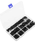 250 Piece Nylon PA66 M2 And M3 Hex Column Standoff Spacer Kit With Male And Female Hardware For DIY Electronics And Nerd Builds Includes Nuts And Screws Four Assorted Sets For Versatile Projects And Efficient Heat Dissipation. Black nylon standoff spacer kit in organizer case
