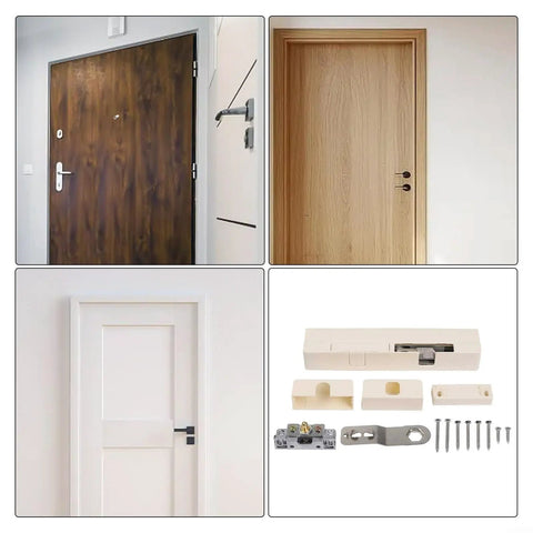 Hydraulic Door Closer For Wooden Doors With Adjustable Silent Buffer Anti Pinch Safety And Soft Close Mechanism, white door components.