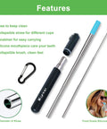 Go To Collapsible Metal Straw Set With Case For Travel And Cruise Ship Essentials in black with silicone tips and keychain