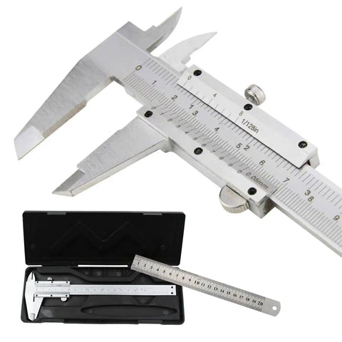 Analog Vernier Caliper 6 Inch 150mm Stainless Steel Measuring Tool With Dual Reading Scale in open case