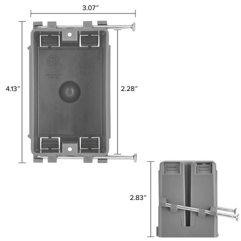 One Gang 18 Cu In Pvc Electrical Junction Box Gray Non Metallic Outlet Block For Switches And Dimmers 10 Pack dimensions