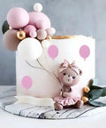 Fondant cake with teddy bear and balloon decorations, designed using Balloon Silicone Mold For Fondant And Chocolate Dope Cake Decorating Easy To Use Hot Air Balloon Mold For Cupcake Toppers Candy Chocolate Polymer Clay Gum Paste Flexible Food Grade Nonstick.