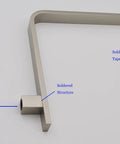 High Rise Shower Arm And Flange With Ten And A Half Inch Gooseneck Wall Riser Solid Brass Brushed Nickel Square Design With Half Inch NPT Tapered Threads For Rain Shower Heads Pro Grade Build, showing disassembled arm and flange components.