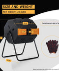 Dual Chamber 43 Gallon Compost Tumbler With Sliding Doors, BPA Free Rotating Batch System For All Season Outdoor Use In Orange