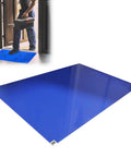 Heavy Duty Adhesive Mats To Trap Dust And Grime Effortlessly Peel And Replace Sticky Floor Pads For Cleanrooms Clinics And Construction Sites No Sweat Cleanup 300 Sheets Roll in blue, shown at an entrance.