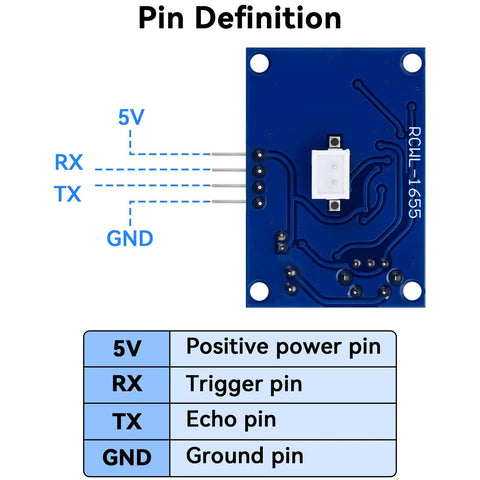 Three Pack JSN SR04T Waterproof Ultrasonic Distance Sensor Module With 20 To 500 Cm Range High Precision Transducer pin definition chart