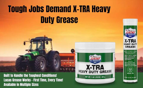 Heavy Duty Polyurea Grease 14 Oz Tube For Auto Industrial Marine Agricultural And Off Road Gear Waterproof Extreme Pressure High Temp Lubricant 2 Pack Special For Everyday Rigs displayed on a farm background