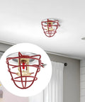 6 Pack 3/4 Inch Fire Sprinkler Head Cage Guards With Welded Steel Mesh And Red Powder Coating mounted on ceiling.