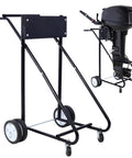 Outboard Motor Stand With Wheels Heavy Duty Engine Carrier For Storage And Maintenance Durable Boat Trailer Dolly Supports Up To 350 Lbs Black Wood Board