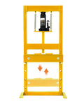 Badass Heavy Duty Hydraulic Shop Press And 20 Ton H Frame Floor Bearing Station Pro Grade Workshop Essential with yellow steel frame.
