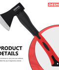 15 Inch Camping Axe With Sheath For Chopping And Splitting Forged 45 Carbon Steel Hatchet with red and black handle