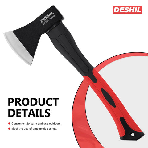 15 Inch Camping Axe With Sheath For Chopping And Splitting Forged 45 Carbon Steel Hatchet with red and black handle