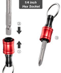 Six Piece Keychain Extension Bar Aluminum Alloy Heavy Duty Screwdriver Bits Holder Set Portable Drill Screw Adapter