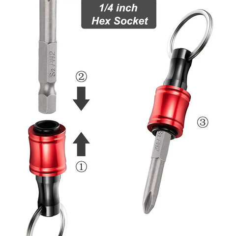 Six Piece Keychain Extension Bar Aluminum Alloy Heavy Duty Screwdriver Bits Holder Set Portable Drill Screw Adapter