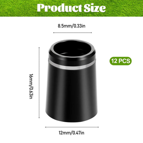 Black Golf Ferrule Set For Irons 12 Pack 0.335 Inch Tip Shaft Sleeve Adapter Durable Plastic Ferrules With Silver Ring All Iron Shaft Compatible