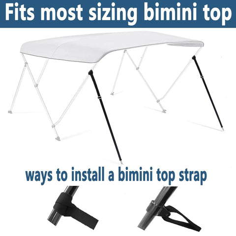 Heavy Duty Bimini Boat Top Straps With Stainless Steel Hooks Adjustable 38 To 70 Inches Marine Awning Webbing Straps Durable Nylon Canopy Straps Pack Of 2 attached to a boat frame.
