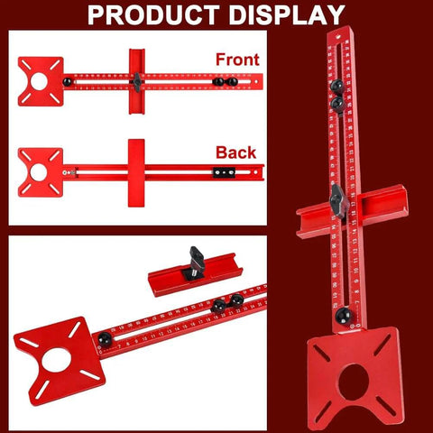 Front and back view of 4 In 1 Router Milling Groove Bracket With Aluminum Alloy Circle Cutting Jig, Cabinet Punch Locator Jig And Router Guide