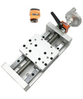 Kickass T Type Digital Manual Z Axis Linear Actuator With Sleek Built In Display Smooth Self Locking Guide Rail Heavy Duty 100Mm Width Slide Stage For Serious Makers close up showing precise components and digital adjustment knob.