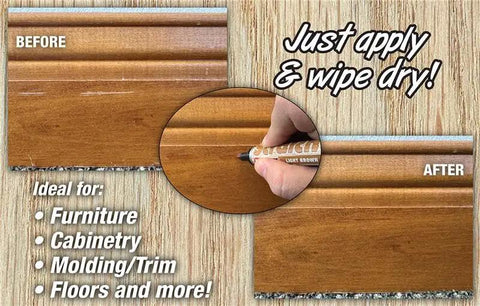 Premium Wood Stain Touch Up Pens With Five Millimeter Chisel Tips for easy repairs on scuffed wood trim.