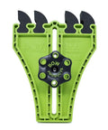 Portable Saw Featherboard Crafted For 5/8 Or 3/4 Slot With Rock Solid Eva Foam, green with black pads for secure lumber guiding.