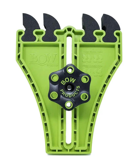 Portable Saw Featherboard Crafted For 5/8 Or 3/4 Slot With Rock Solid Eva Foam, green with black pads for secure lumber guiding.