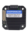 Integrated Stepper Motor Driver Delivering Badass Torque With Adjustable 0 To 2 Amps At 10 To 28Vdc For Nema 8 11 14 17 Motors Compact black chassis with label.