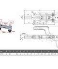 Technical drawing and dimensions of Built Tough Double Headed Toggle Clamp, Heavy Duty Push Pull Clamp With 600kg Clamping Force.