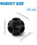 Three Quarter Inch Black Six Way Side Outlet Tee For Malleable Iron Pipe Fittings Industrial Vintage Style Flanges